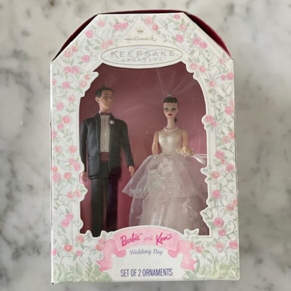 HALLMARK Barbie Ken Wedding Day 1997 Ornaments IOB - Picture 2 of 12